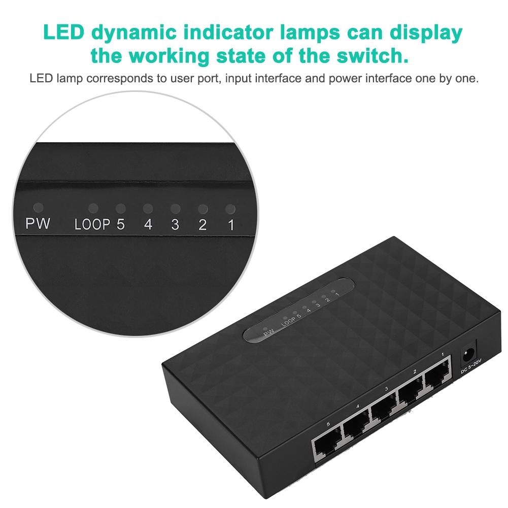 Commutateur réseau Gigabit Ethernet 5 ports rapide 10/100/1000 Mbps, noir