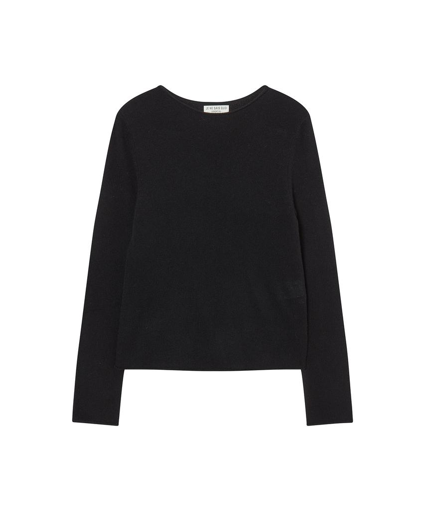 JE NE SAIS QUOI Sheer Cashmere Crewneck Knit_Black