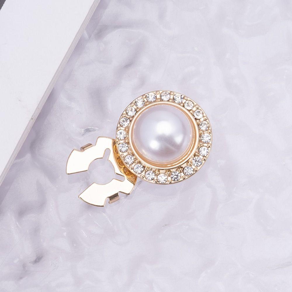 3 PCS Rhinestone Pearl Flower Button Covers DIY Accessories Alloy Rhinestone Button Cover Handwoven Golden Base