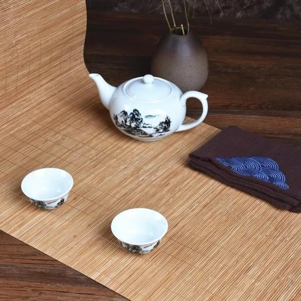 Japanese Style Natural Bamboo Tea Table Runner Insulated Vintage Tea Table Mat Cutting Traditional Table Pad Cafe