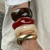 Ingemark 4 Styles Punk Thick Resin Acrylic Wide Bracelets for Women New Trend Boho Irregular Chunky Bracelets Y2K Jewelry Gift