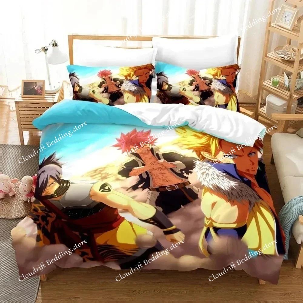 3D Print Fairy Tail Anime Bedding Set Duvet Cover Bed Set Quilt Cover Pillowcase Comforter king Queen Size Boys Adult Bedding