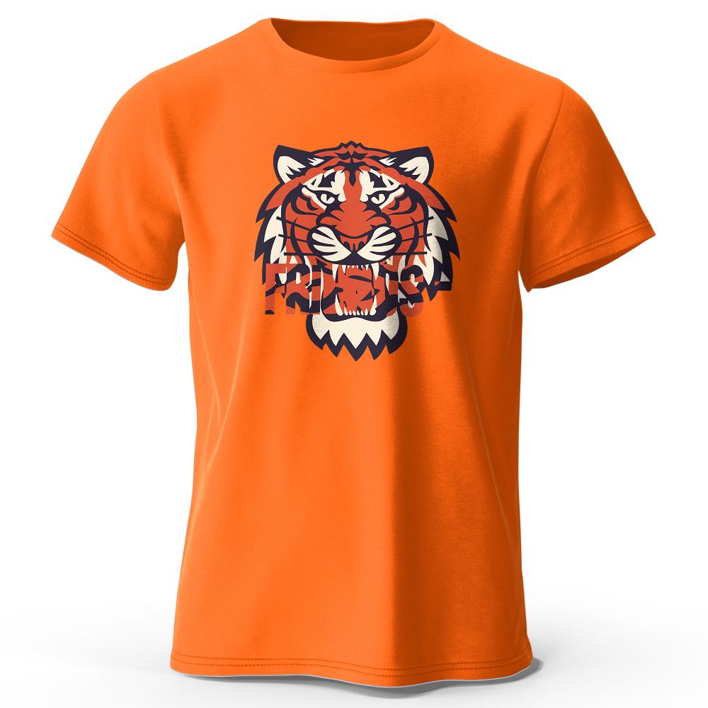 Men's 100% Cotton T-Shirt Tiger Printed Classic T Shirt for Men Women Oversized Summer Tops Tees