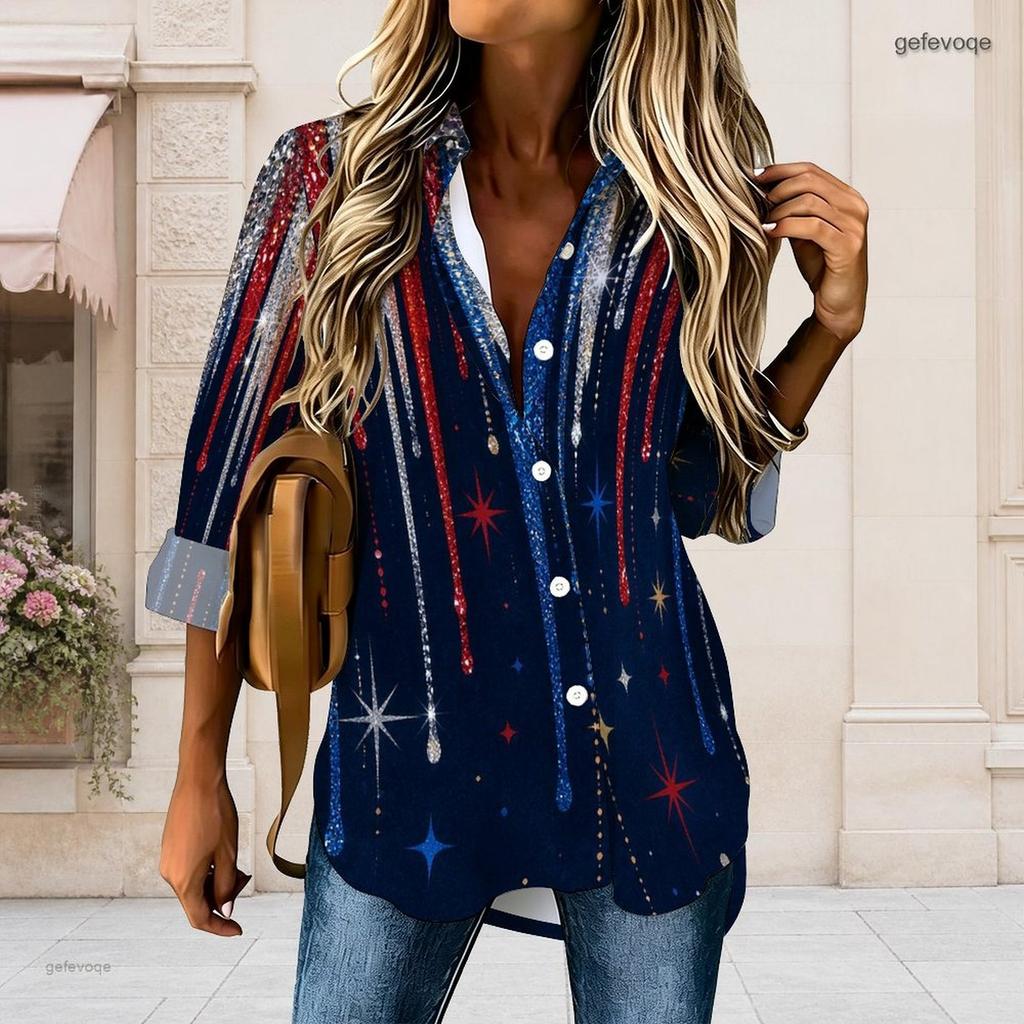 Women Plus Size Lapel Long Sleeve Button Shirt Dress Black Purple Galaxy Wave Star Print Irregular Back Hem Tunic Dress