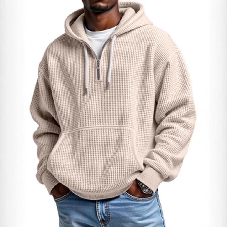 2025 Men's 3D Print Zipper Hoodie Sweatshirt – Waffle Pattern