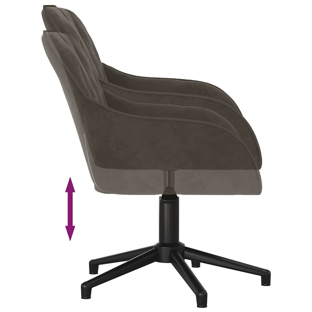 Vidaxl Swivel Office Chair, Dark Grey, Upholstered In Velvet