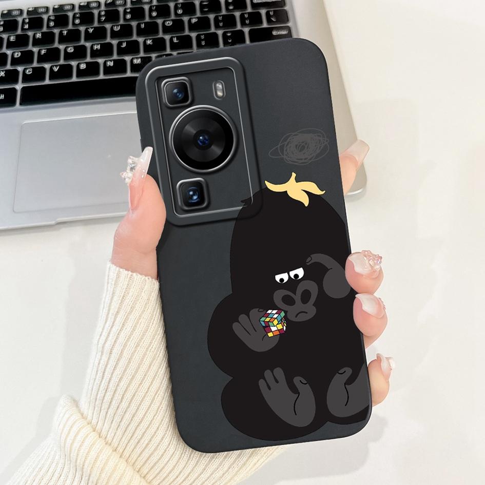 For Huawei P60 Pro Case MNA-LX9 Shockproof Cover Cute Cartoon Square Lens Protection Bumper For Huawei P60 Art P 60 P60Pro Funda