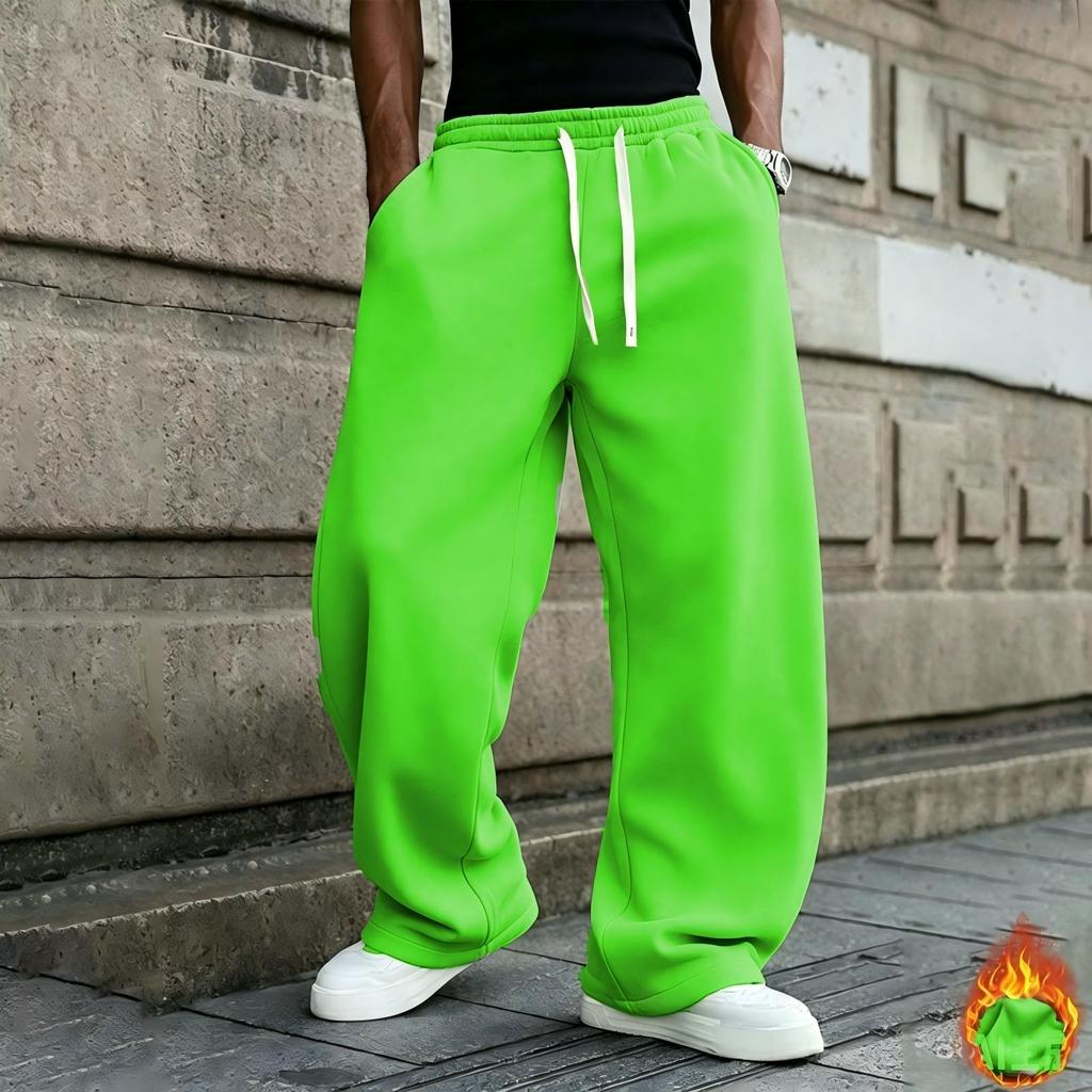Oversized Rechte Lined Joggingbroek voor Heren met Vallende Pasvorm voor Atletische Casual Kleding