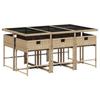 7 Piece Outdoor Dining Set with Cushions Beige Poly Rattan