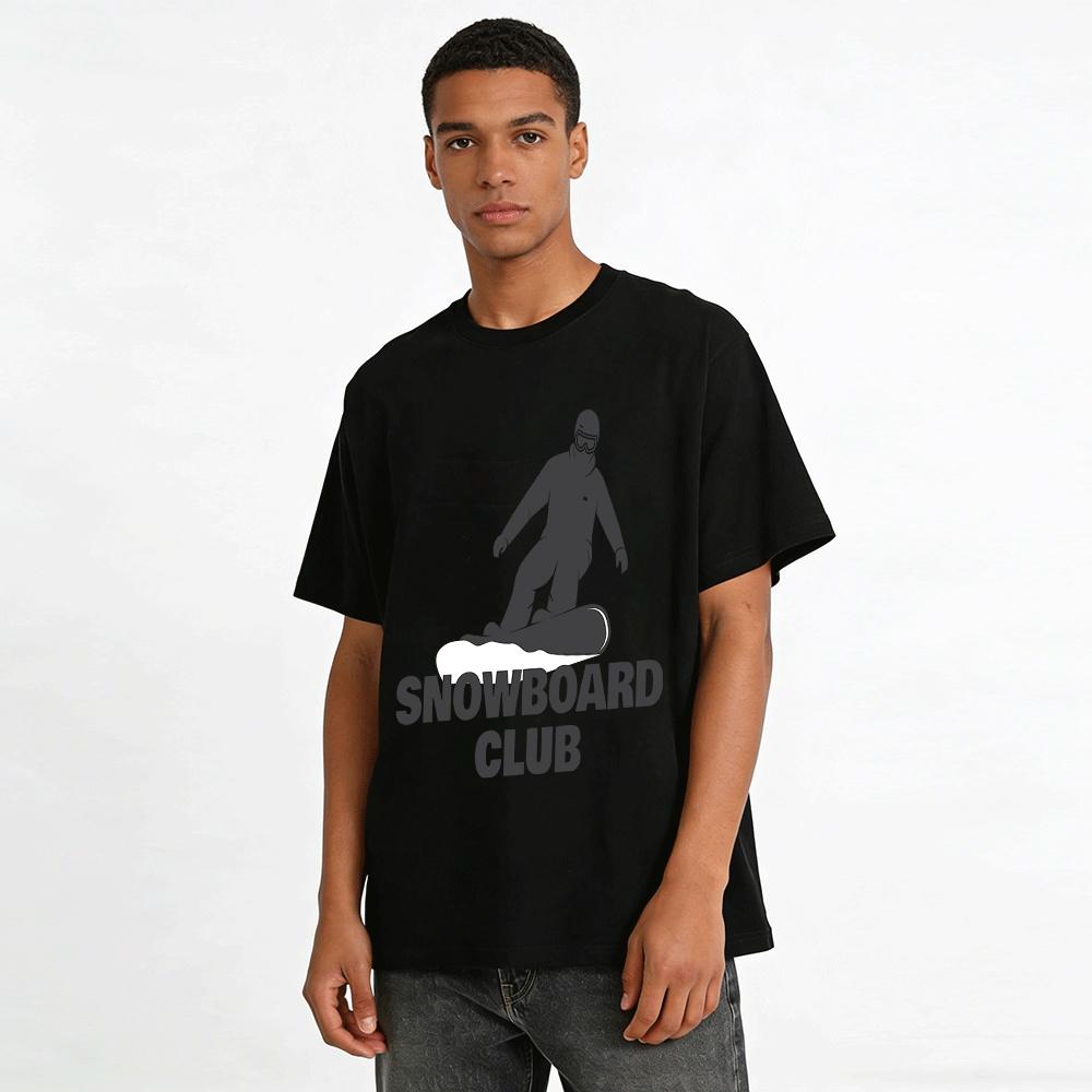 Snowboard Club Print Casual Sweatshirt Ski Sports Style Pullover Top Pure cotton T-shirt