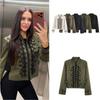 Womens 2025 Fall/Winter Oversized Vintage-Inspired Jacket With Knot Buttons Shoulder Pads