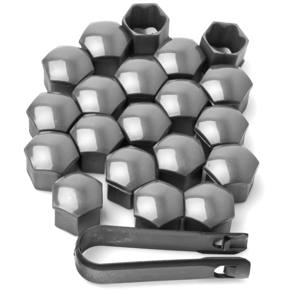GRAY WHEEL BOLT CAPS 17 21 pcs