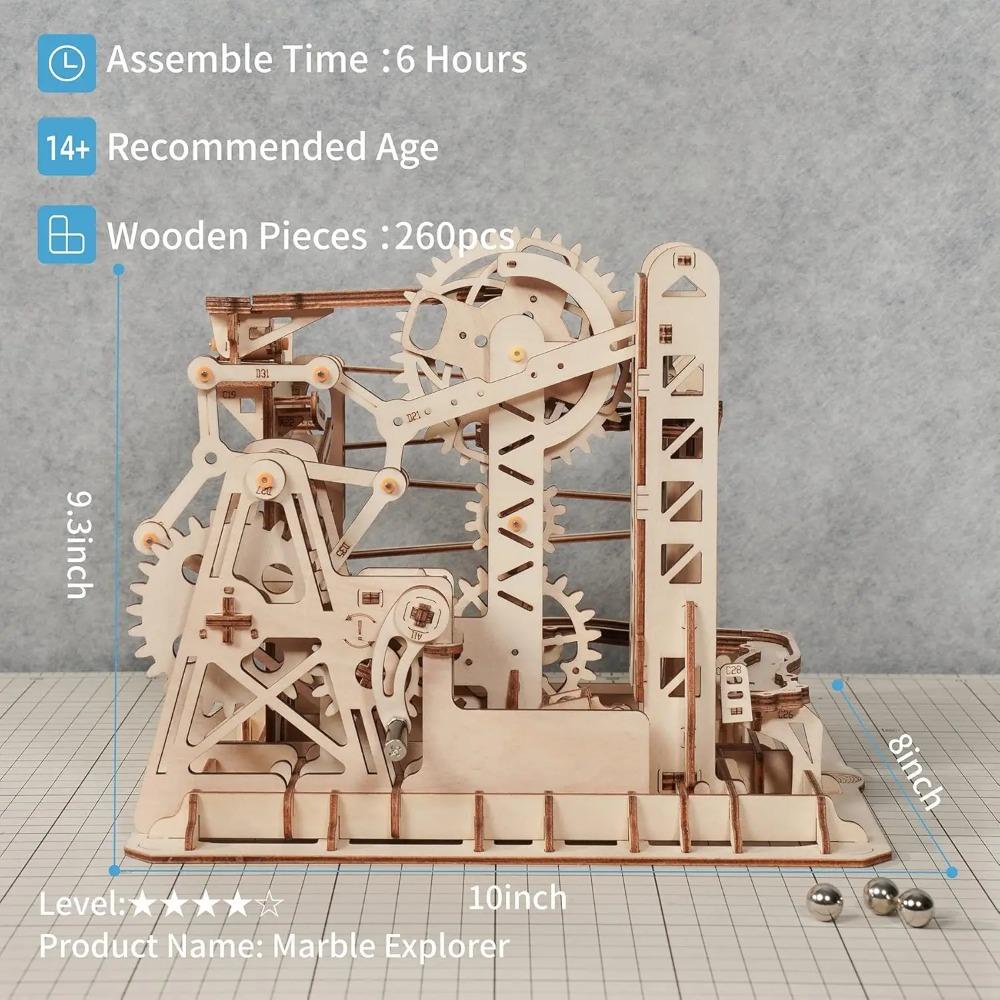 Robotime Rokr Kolejka Kulowa Puzzle 3D Gry Drewniane Zestawy Modeli z Kulami Drewniana Konstrukcja Rękodzieło Zabawki dla Dzieci i Dorosłych