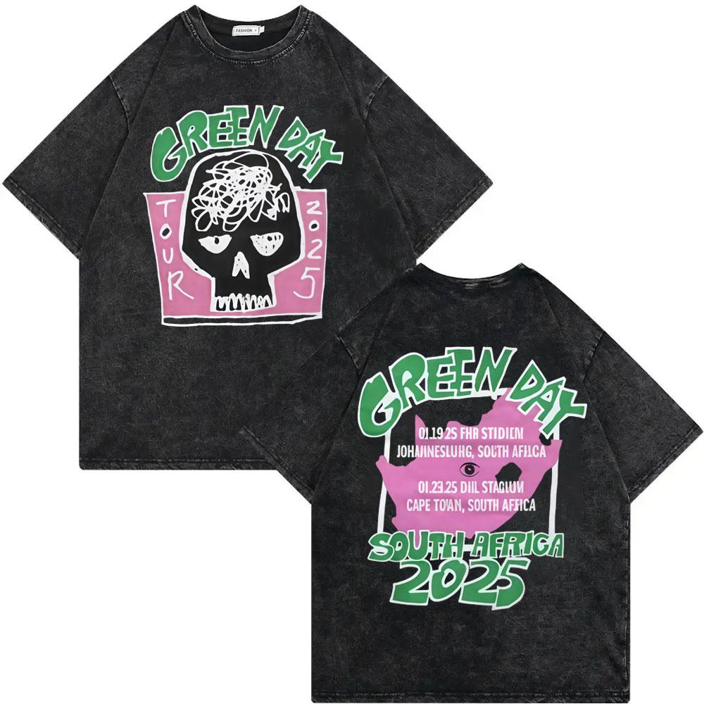 Vintage Washed Green Day Tour Merch T Shirt Men Women Clothing Rock Hip Hop Tshirt Summer Casual Fashion Loose Tshirts