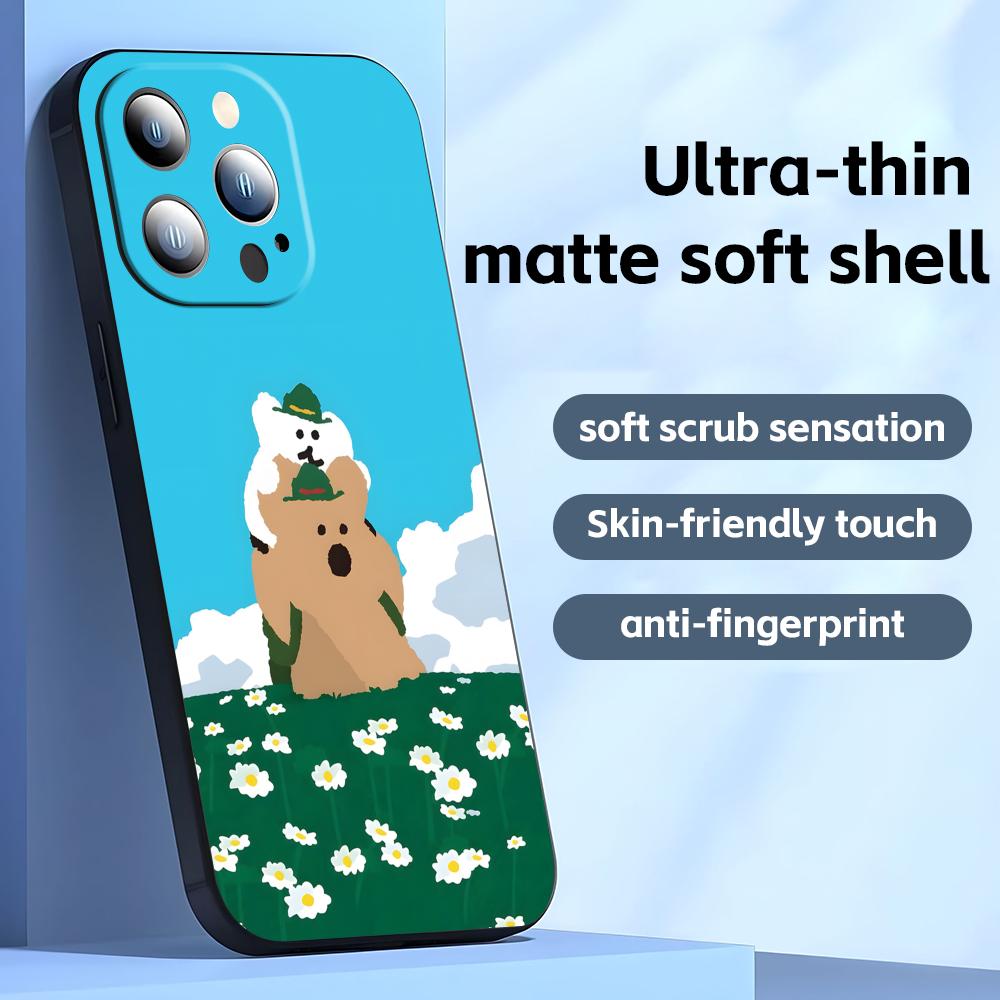 Funda Linda D-Dinotaeng Para iPhone17 16 16e 15 14 13 12 11 Plus Mini Pro Max Funda Suave Negra Antigolpes