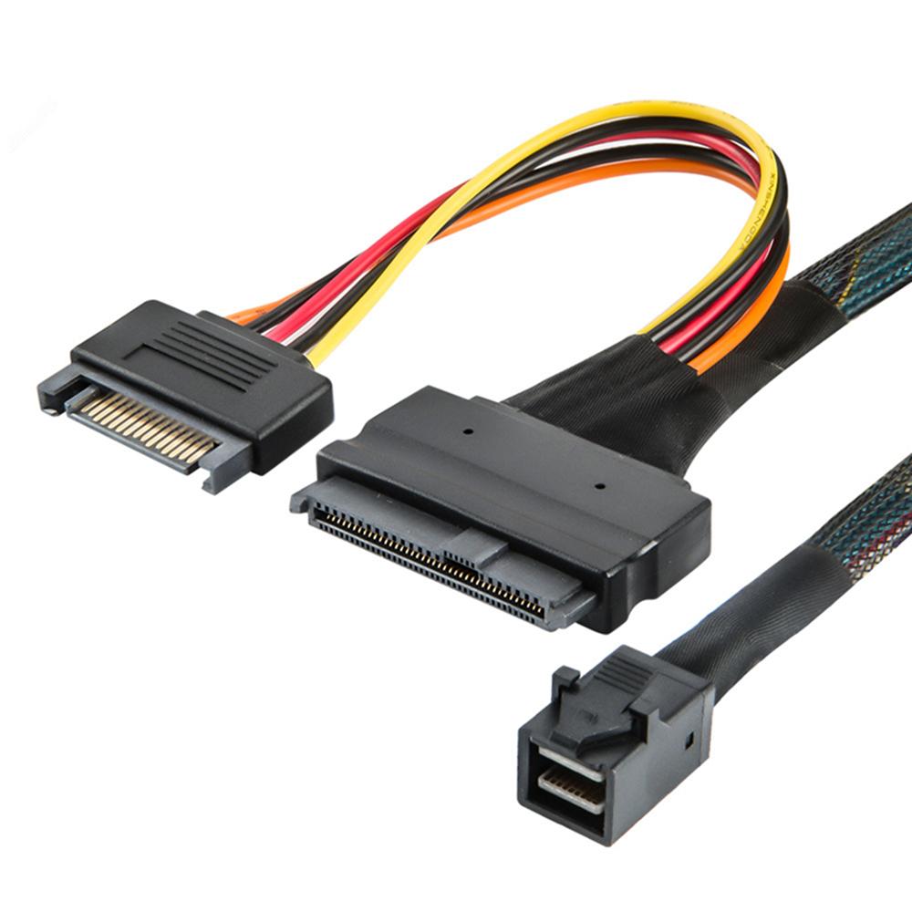 SFF-8639 68P Straight + PWR To SFF-8643 36P Mini SAS U.2 Cable For 2.5 NVMe SSD