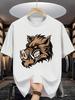 Unisexs Crew Neck Tee Tough Wild Boar Beast Head Graphic Print Light Cotton Oversized Outdoor Street Daily Short Sleeve Casual Top