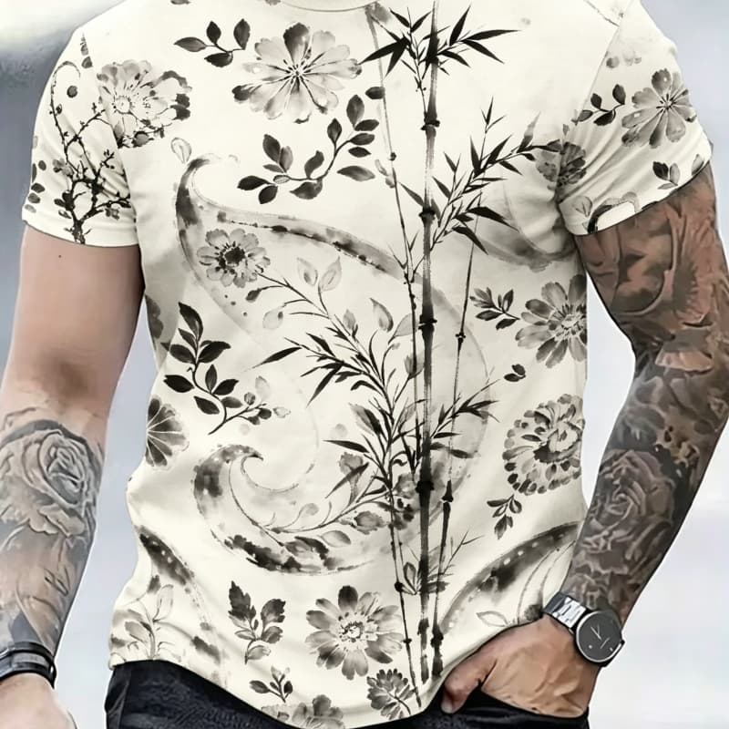 Herren Mode 3D Gedrucktes Herren T-Shirt Rundhals Kurzarm Trendige Streetwear