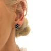 Handmade Fine Silver Genuine Blue Sapphire Cluster Flower Stud Earrings For Her