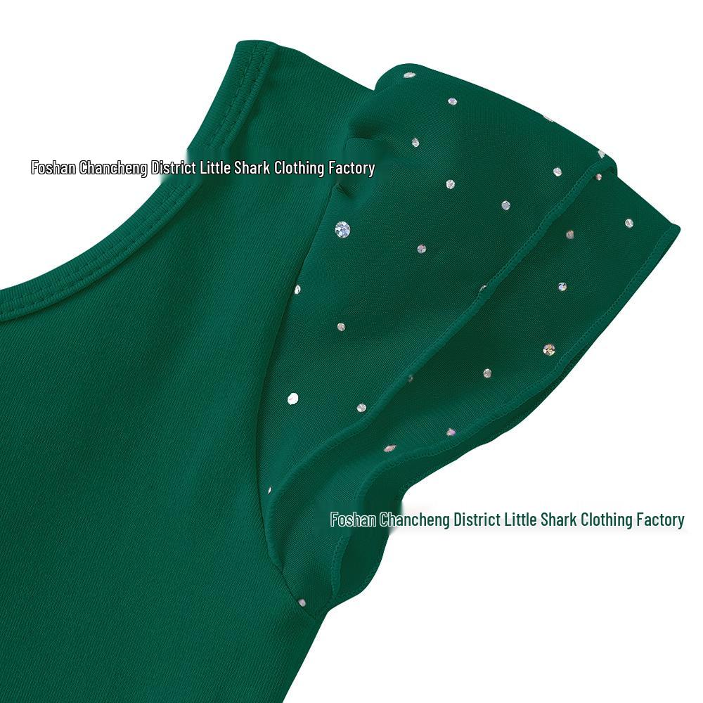 Kids' Chiffon Sequin Dance Dress with Criss-cross Back Straps for Ballet and Gymnastics