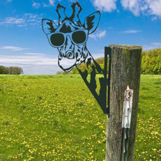 Yousheng Peek-a-Boo Metal Animal Sign Peeping Animal Silhouette Garden Sign Double-sided Animal Peeping Around Sign for Outdoor Farm Fence Tree Post