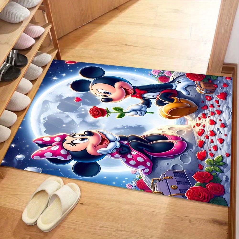 1 pièce Tapis à Motif Mickey Mouse Minnie Tapis de Zone, Chambre à Coucher et Salle de Jeux Durable, Résistant aux Taches et Facile à Nettoyer, Salon