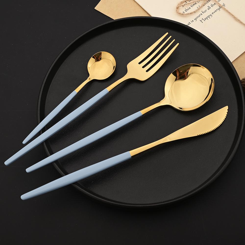 24Pcs Exquisite Rosa Besteck Set Edelstahl Geschirr Set Gold Messer Gabel Löffel Geschirr Küche Besteck Geschirr Set