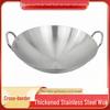 Thickened Rust-Proof Stainless Steel Stir-Fry Wok, Uncoated, Commercial-Grade Round Bottom