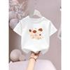 European Sizes Girl's Cotton Short-sleeve Round-neck T-shirt with Cartoon Puppy Print, a Pure Cotton Knitted Top That Is Breathable and Versatile
