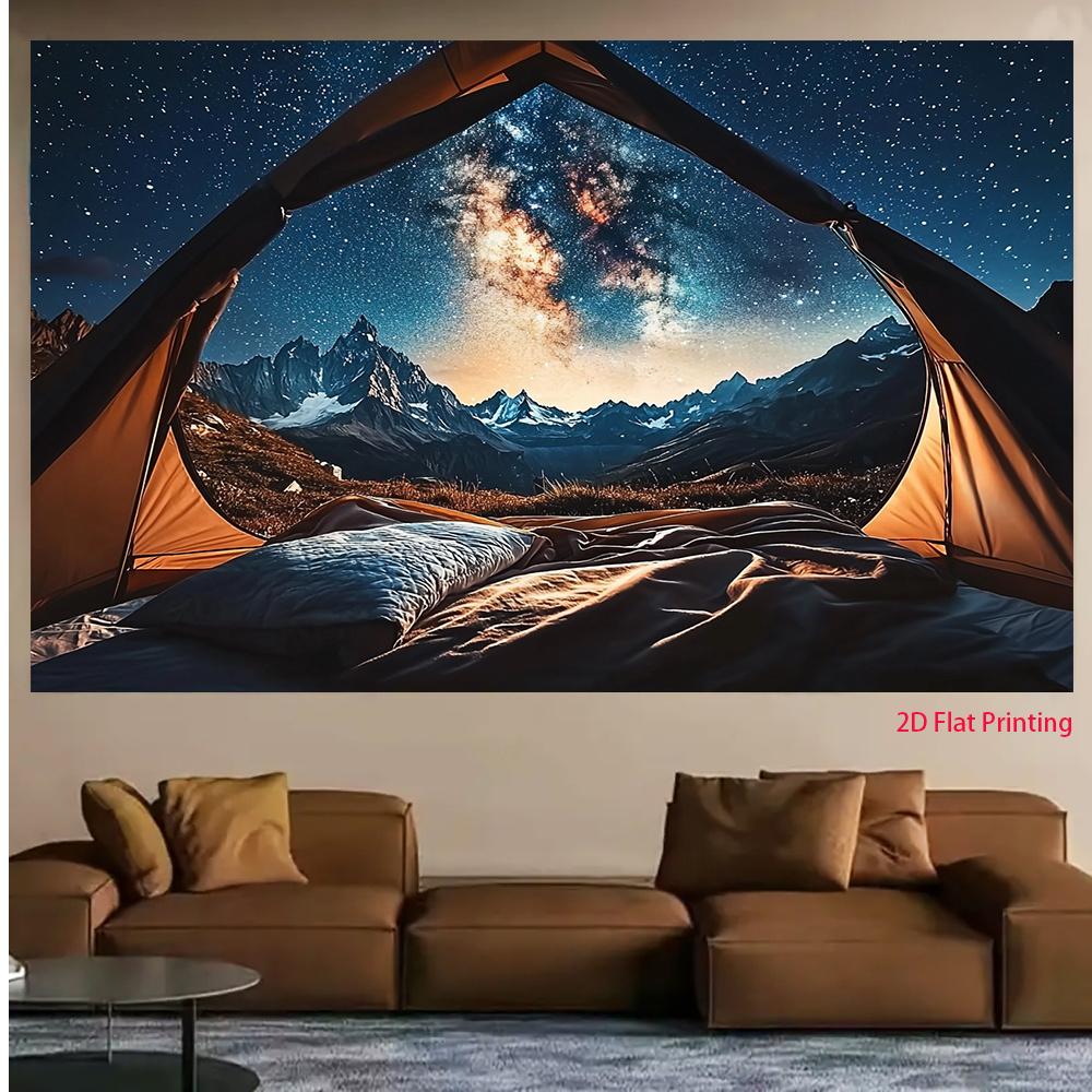 2D Plane the Romantic Starry Night Background Fabric Captured from the Tent Room Decoration Polyester Fiber Material