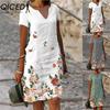Women's Fashion Summer Spring Short Sleeve V-Neck Casual Dresses