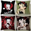 Classic Cartoon Character Betty Boop Cushion Cover Soft & Easy-Wash Pillow Case – Versatile for Couch, Bed, Travel and Office