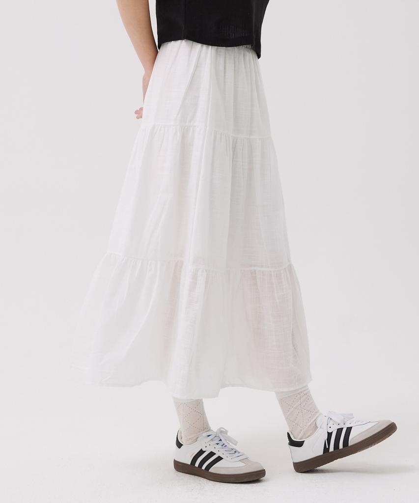 Awesome Studio Cotton Tiered Long Skirt Black
