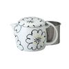 Ale-net Arita Ware Teekanne (mit Edelstahlsieb), 10.5 x 10 cm, 525cc, Hana (Schwarz) Design, SS Porzellan, Hergestellt in Japan, Stilvoll