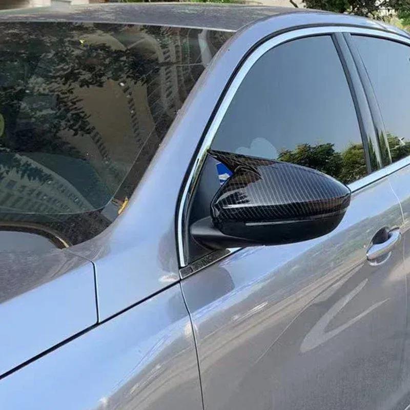 For Peugeot 208 ABS Car Rearview Side Mirror Cover Wing Cap Exterior Door Housing Trim Adhesive Sticker