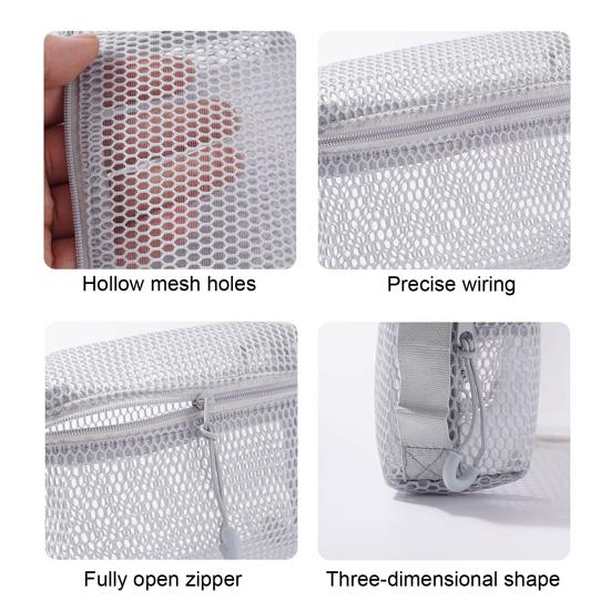 Cosmetic Bag Zipper Design Adjustable Size Large Capacity Mesh See-Through Washable Breathable Travel Makeup Organizer Storage Pouch