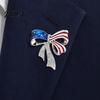 Independence Day Jewelry Bow Brooch Pin, Patriotic Rhinestone Lapel Sweater Cardigan Coat Suit Accessory, Gift for 4th of July Alloy Pin