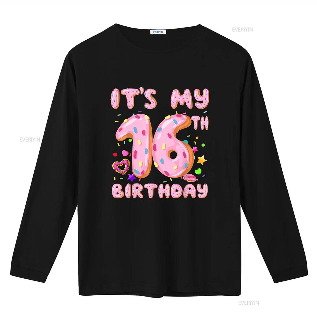 Its My 16th Birthday Sweet Donut 16 Year Old Bday Girl T Shirt Vintage Washed Casual Unisex Soft Stretched Breathable