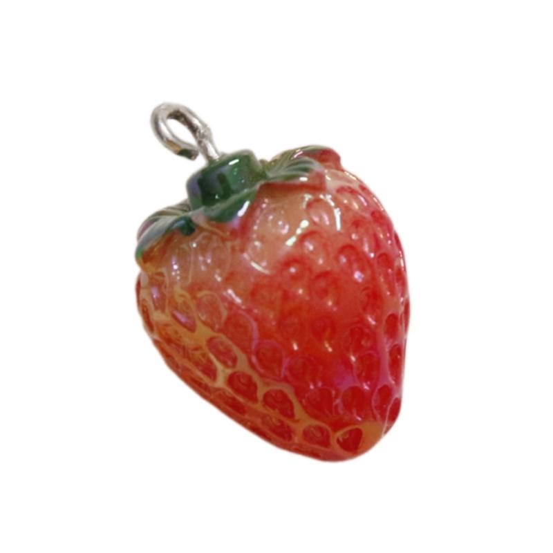 Modern Strawberry Shaped Beads Resin Sweet Fruit Pendants for Necklace Crafts Craft Kit for Fashionable DIY Enthusiasts