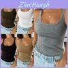 Ladies Casual T-shirt Stylish Ribbed Tank Top Sleeveless Cami Vest Soft Basic Blouse
