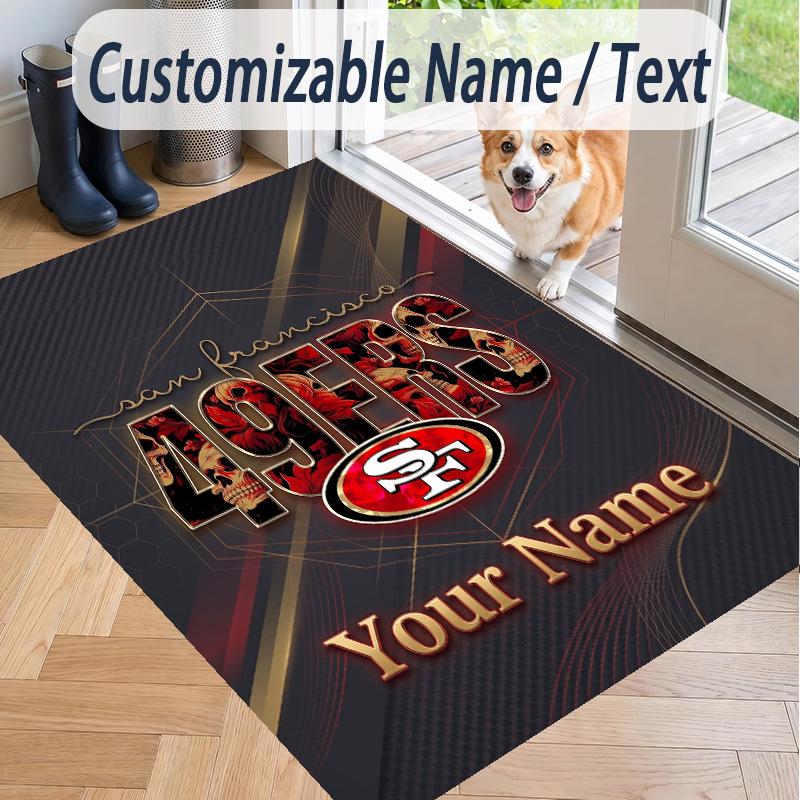 Custom Text Printed Rug San Francisco 49ers Non Slip Floor Carpet For Home Room Decor