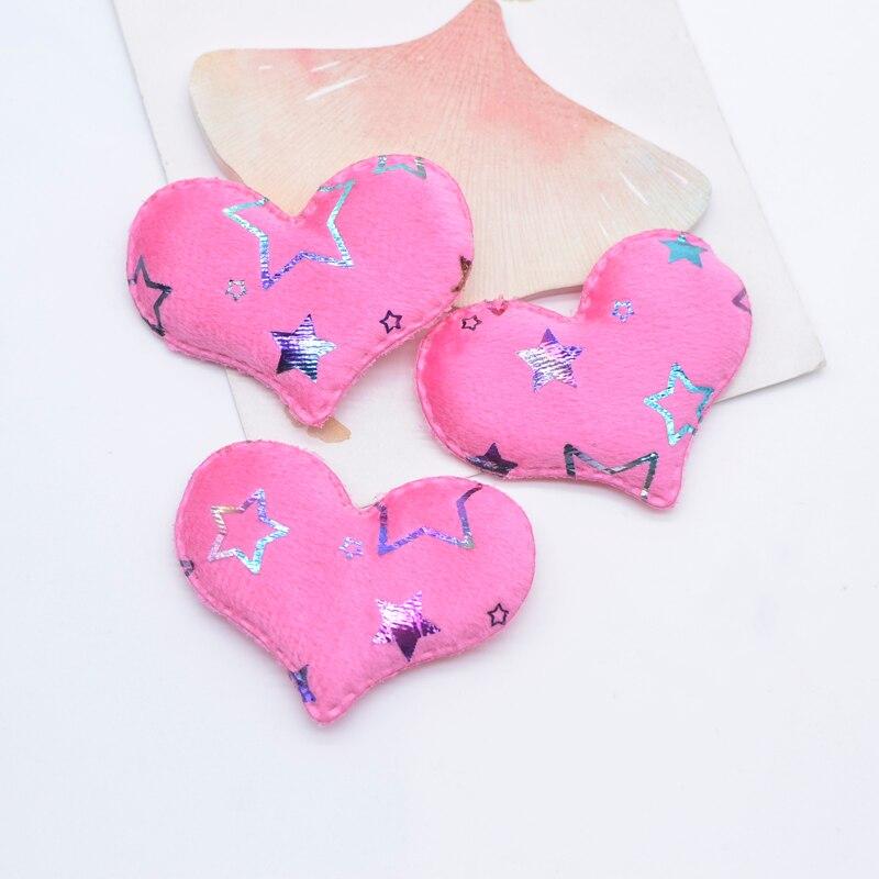 24Pcs 55*42mm Plush Bronzing Pattern Heart Appliques for Clothes Hat Sewing Patches DIY Headwear Hair Clips Bow Accessories