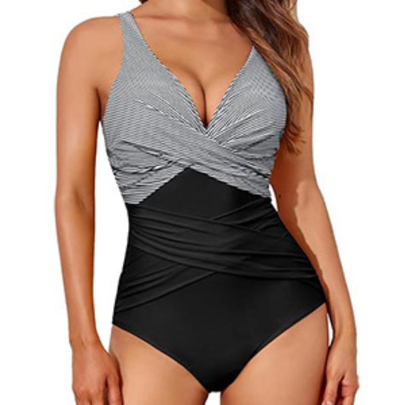 European and American New One-piece Swimsuit Women's High Waist Tight Cross Sexy Backless Swimsuit