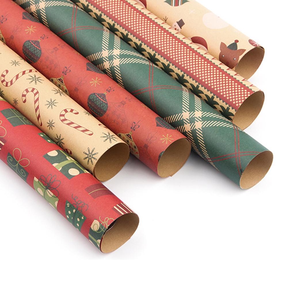 1Pc DIY Craft Paper for Party Birthday Halloween Wedding Gift Retro Christmas Single-sided Wrapping Paper Kraft Packaging Paper