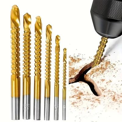 HSS Spiralinių grąžtų rinkinys Padengtas titanu grąžtas 3-8mm Dantytu grioveliu Spiralinis dantytas pjūklo grąžtas Kompoziciniai grąžtai