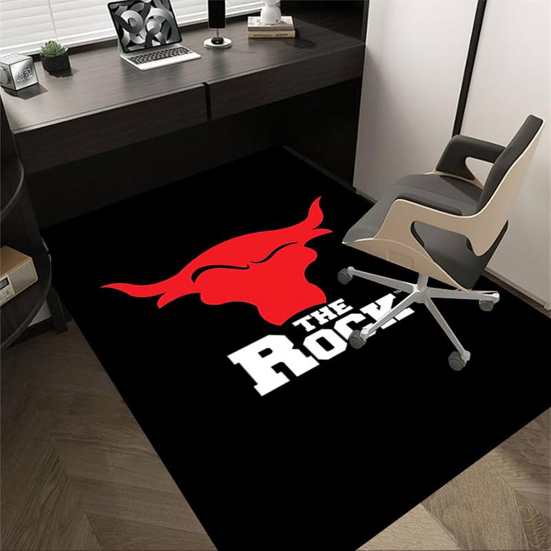 1pc THE ROCK Home Office, Durable Polyester Floor Mat with Easy, Office Decor, Urban Style, Nonslip Backing
