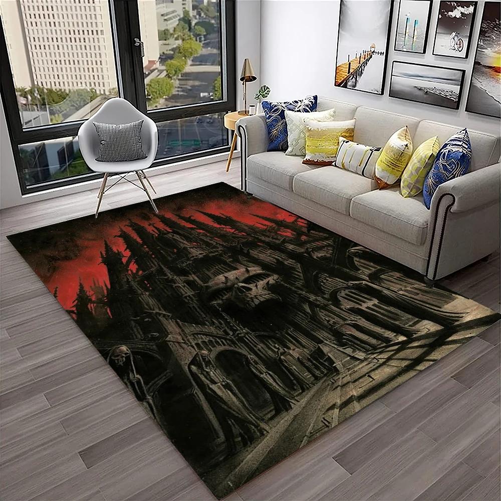  Gothic Horror Skull Ghost Cartoon Carpet Rug for Home Living Room Bedroom Sofa Doormat Decor,kids Area Rug Non-slip Floor Mat