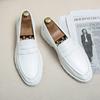 New Wedding Leather Oxfords Men Dress Shoes Slip On Breathable Driving Shoes Multi Color Penny Loafers Moccasins White Shoes Men