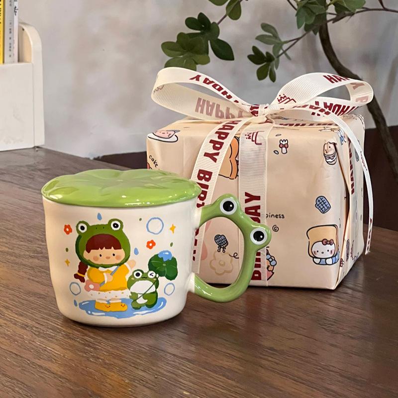 High-value Birthday Gift Cute Card Frog Boy Ceramic Mug for Boys and Girls and Children's Souvenir Gift Box