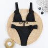 Swimsuit Female Solid Color 3D Flower Bikini Split Flat Chest Strap Swimsuit Fashion Beach Bikini Set